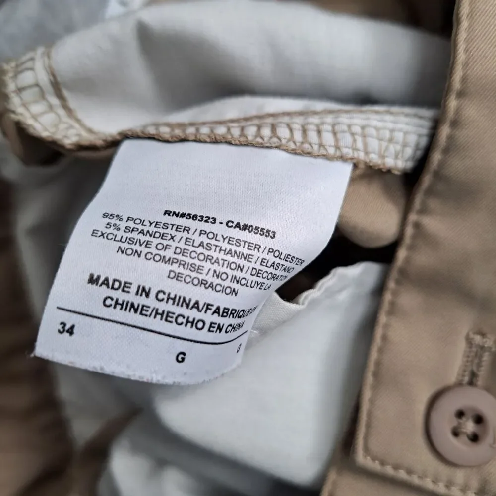 Nike‎ Golf Khaki Beige Dri Fit Flat Front Golf Pants Sz 34